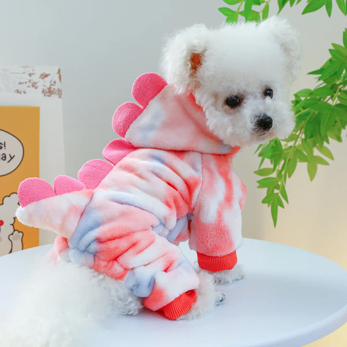Ropa de lana súper suave para cachorros, monos cálidos de felpa para perros, Cosplay de dinosaurio y unicornio de cuatro patas, Otoño e Invierno - imagen 4