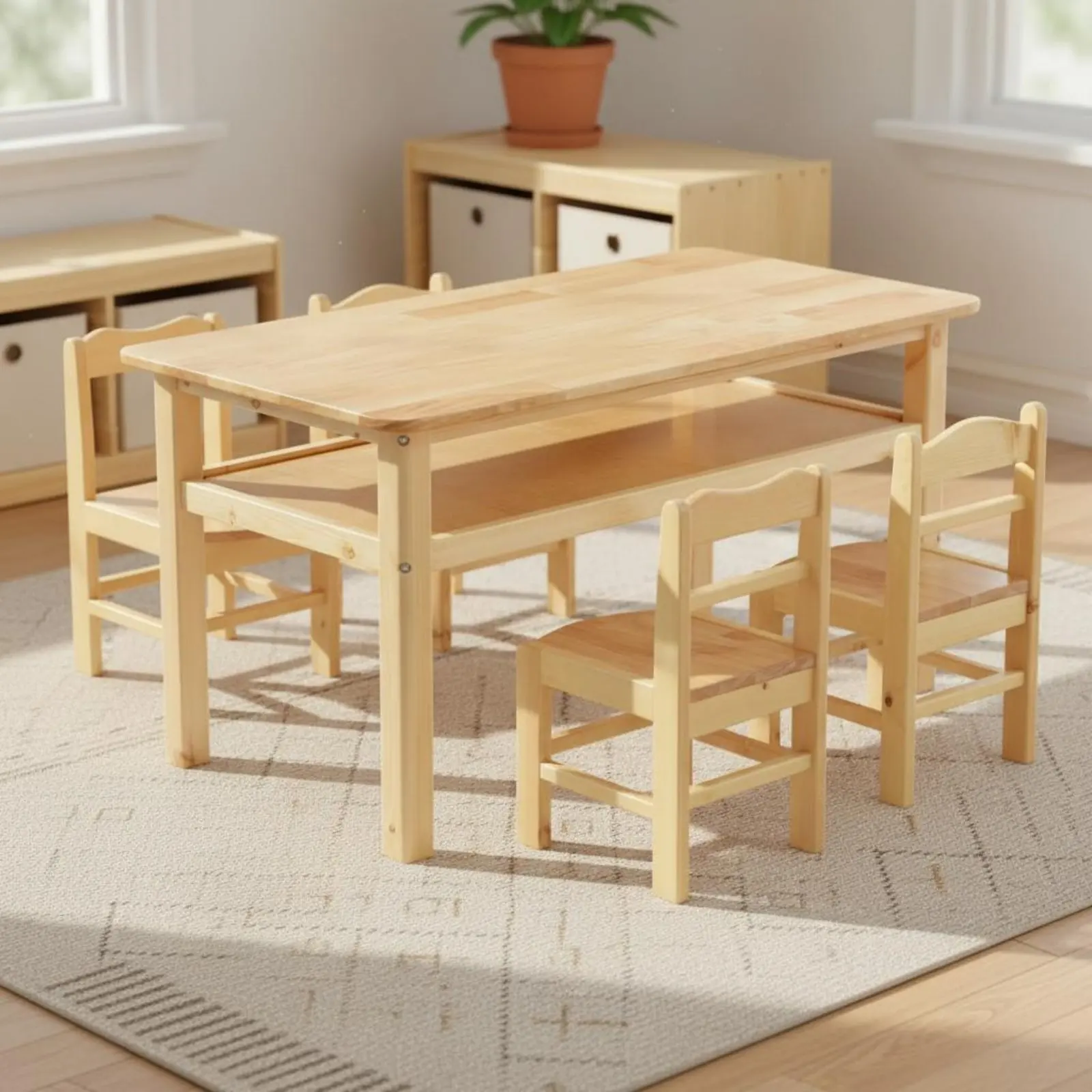 Juego de mesa sillas madera maciza para gatos y perros fácil limpiar - imagen 2