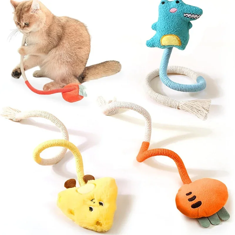 Juguete de cuerda rascador para gatos, cuerda de algodón resistente a mordeduras, juguete para masticar, garra de pata, Protector de muebles, juguete para rascar, rompecabezas para gatos, forma bonita - imagen 4