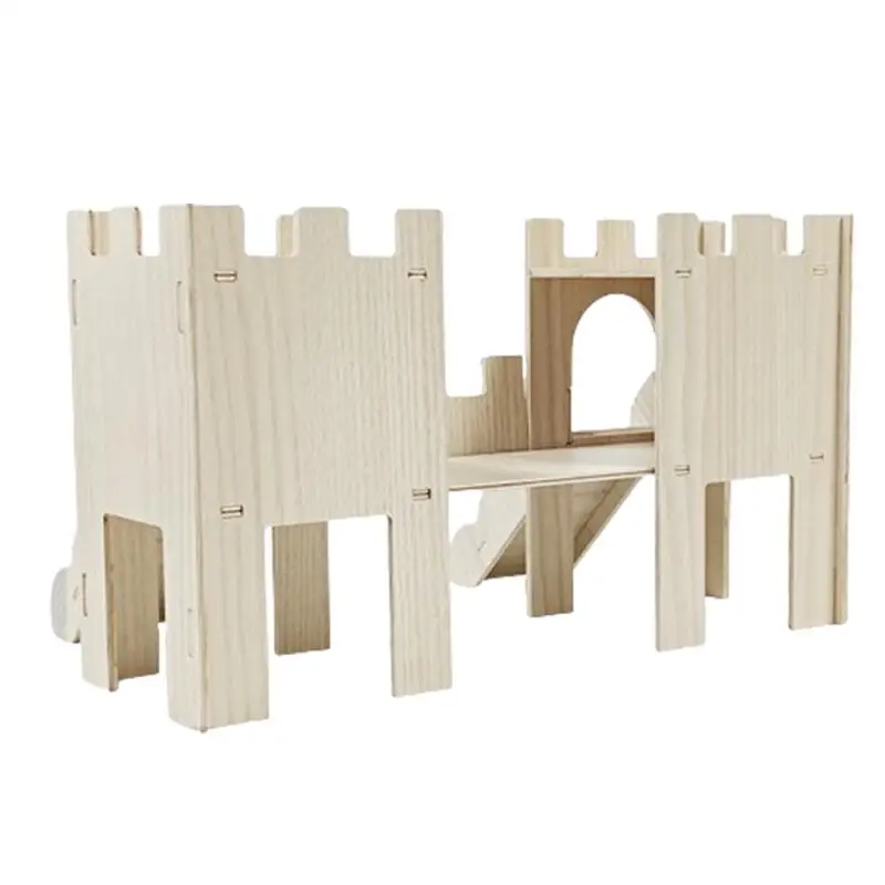 Casas de hámster y escondite, casa de hámster de madera, refugio de hámster, casa de conejillo de indias con escalera de escalada, cabaña de hámster para - imagen 3