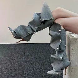 Botas vaqueras de tacón alto para mujer – Punta puntiagudawinter