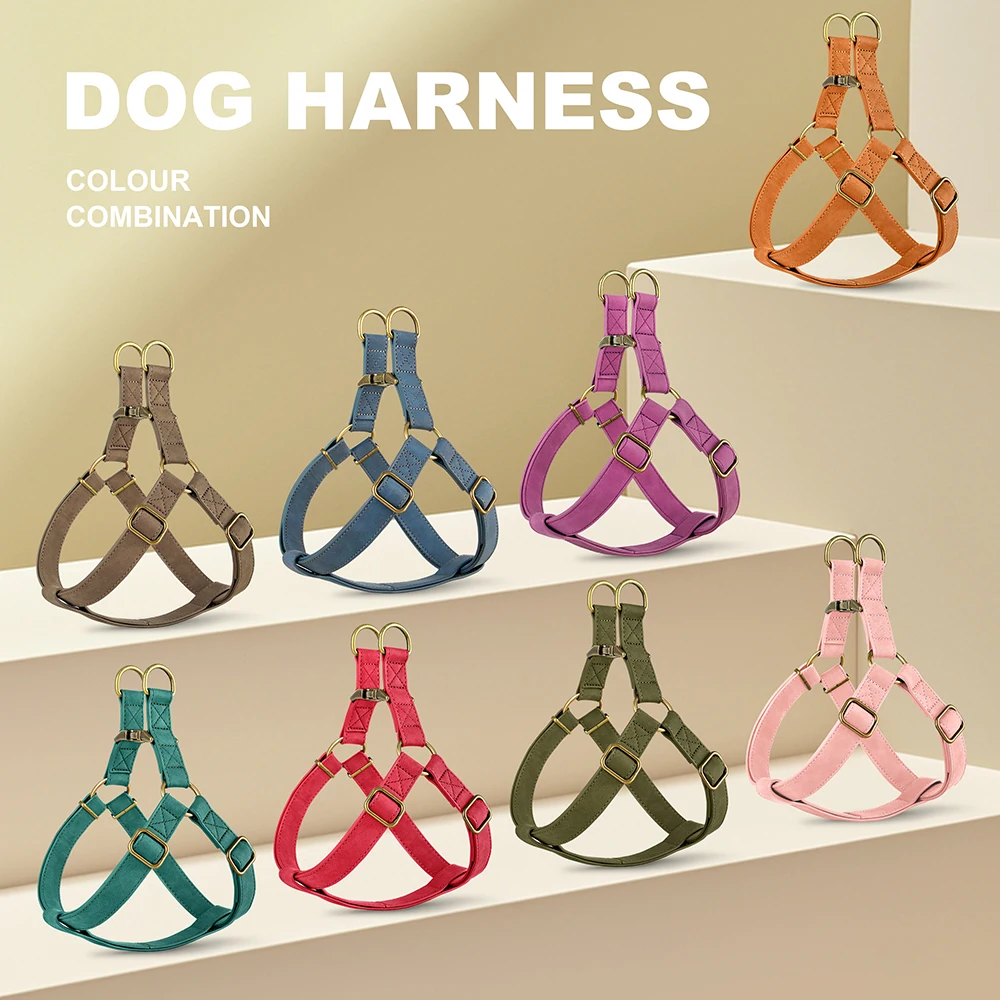 Arnés con hebilla de nombre de identificación de Pet de cuero PU personalizado, arneses duraderos para perros, chaleco para perros grabado gratis para perros pequeños, medianos y grandes, Pug - imagen 2