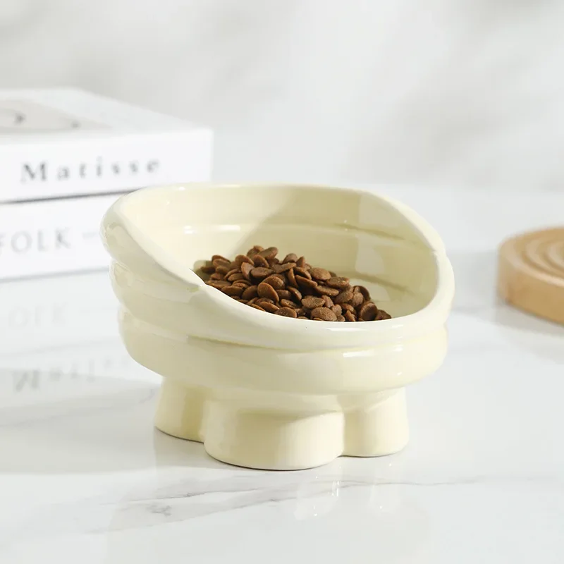 Cuenco de comida de cerámica inclinado para gatos, cuenco elevado para perros, plato de comida ergonómico para gatos, cuenco de comida para mascotas elevado antideslizante para gatos y perros - imagen 4