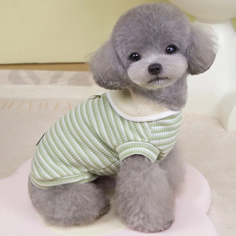 Ropa de tiras para cachorros, sudaderas con capucha para perros con solapa verde, morado y marrón, ropa para perros pequeños, sudadera de manga corta para gatitos Chiwawa - imagen 4