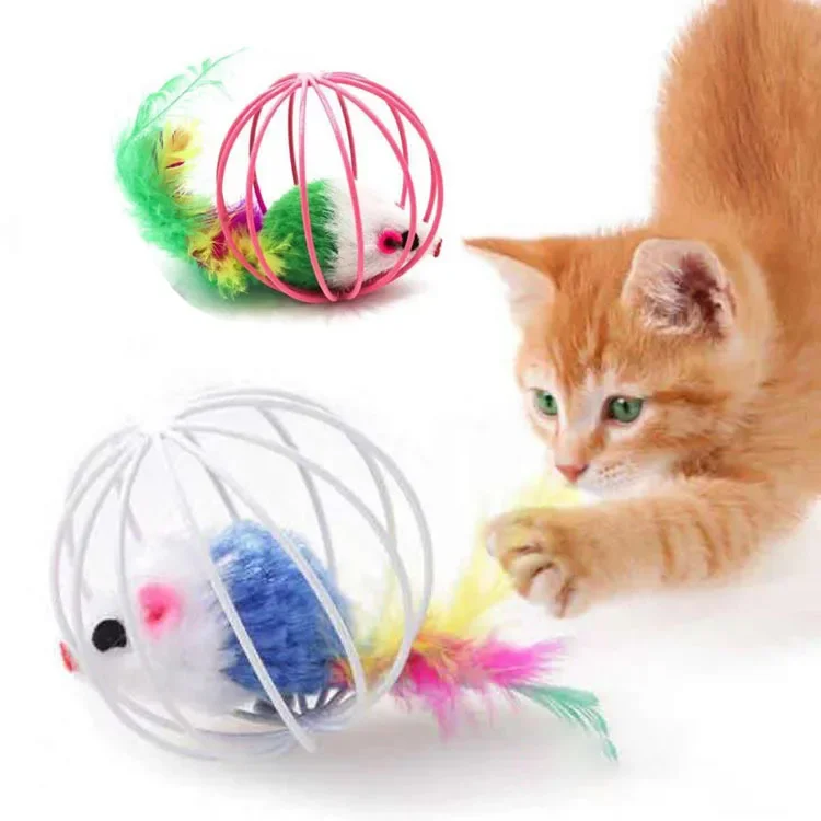 Juguetes interactivos para gatos, jaula de ratón de plástico Artificial, juguete Teaser colorido, suministros para mascotas, accesorios para gatos, juguete para gatitos, 1 unidad