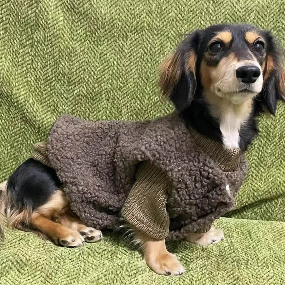 Suéter de punto de invierno para perros tejón, ropa de descanso de otoño para perros Wiener, chaleco de invierno, traje para perros pequeños salchicha - imagen 3