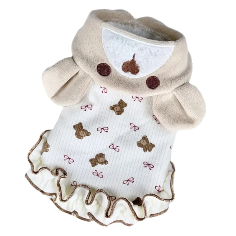 Vestido de terciopelo para otoño e invierno para mascotas, abrigo para perros pequeños y gatos, chaleco grueso bonito de invierno, ropa para perros pequeños, ropa para cachorros - imagen 5