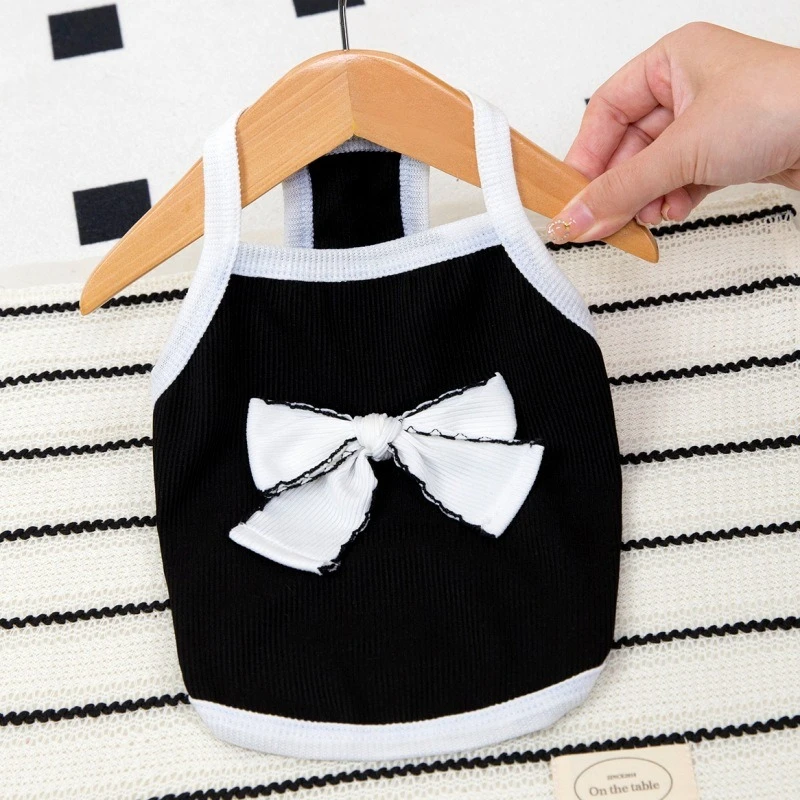 Pajarita gigante de algodón para perros, ropa para uso diario, chaleco liso de verano para gatos, ropa ligera para cachorros pequeños de Bulldog Francés - imagen 5