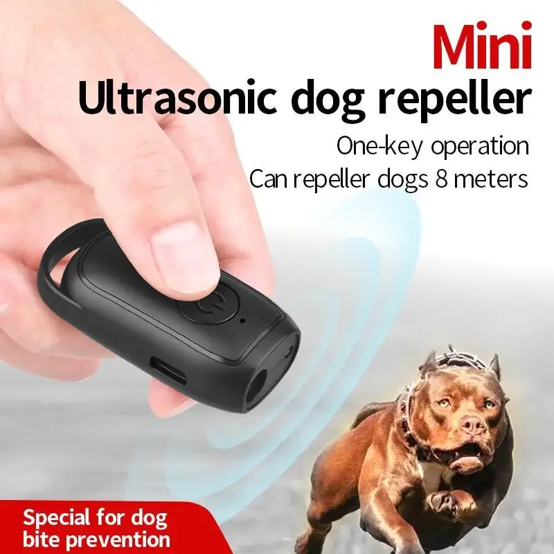 Repelente ultrasónico portátil para perros, dispositivo de entrenamiento de larga distancia, recargable por USB, con LED, defensa al aire libre, antibarkin - imagen 2
