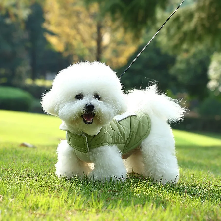 Perro Otoño Invierno pecho espalda chaleco con bolsillos grandes ajustables oso de peluche nueva chaqueta de invierno para perros ropa para cachorros para perros pequeños - imagen 4
