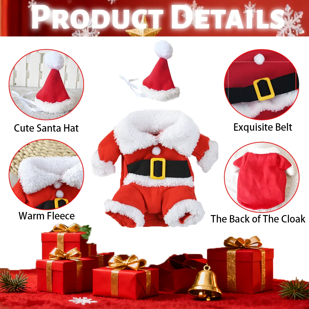 Disfraz navideño para gatos Sphynx y perros – Papá Noel para mascotas - imagen 5