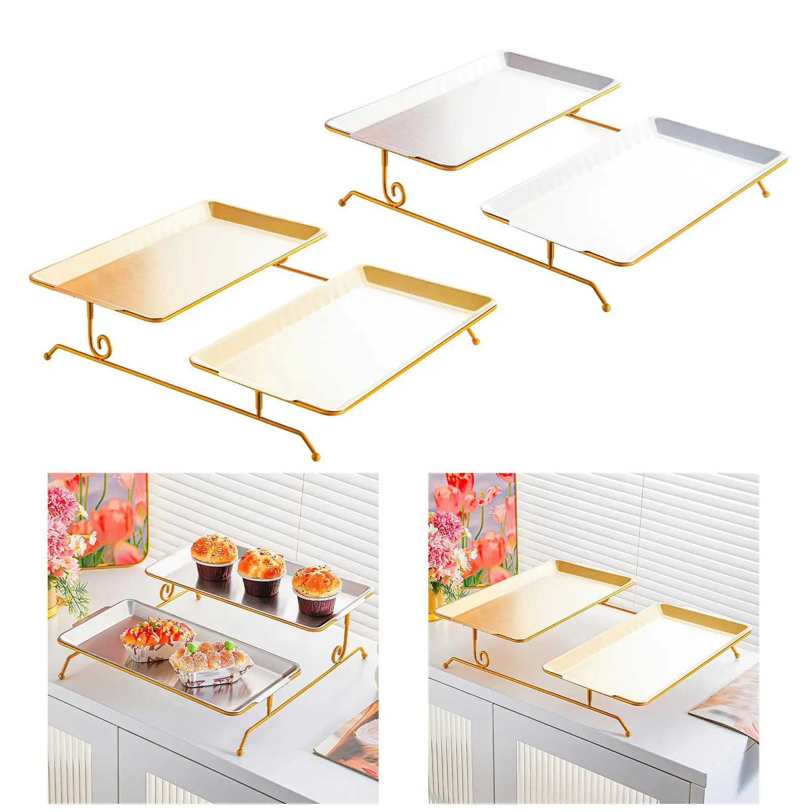 Bandeja rectangular moderna para gatos y perros – Plato metálico - imagen 4