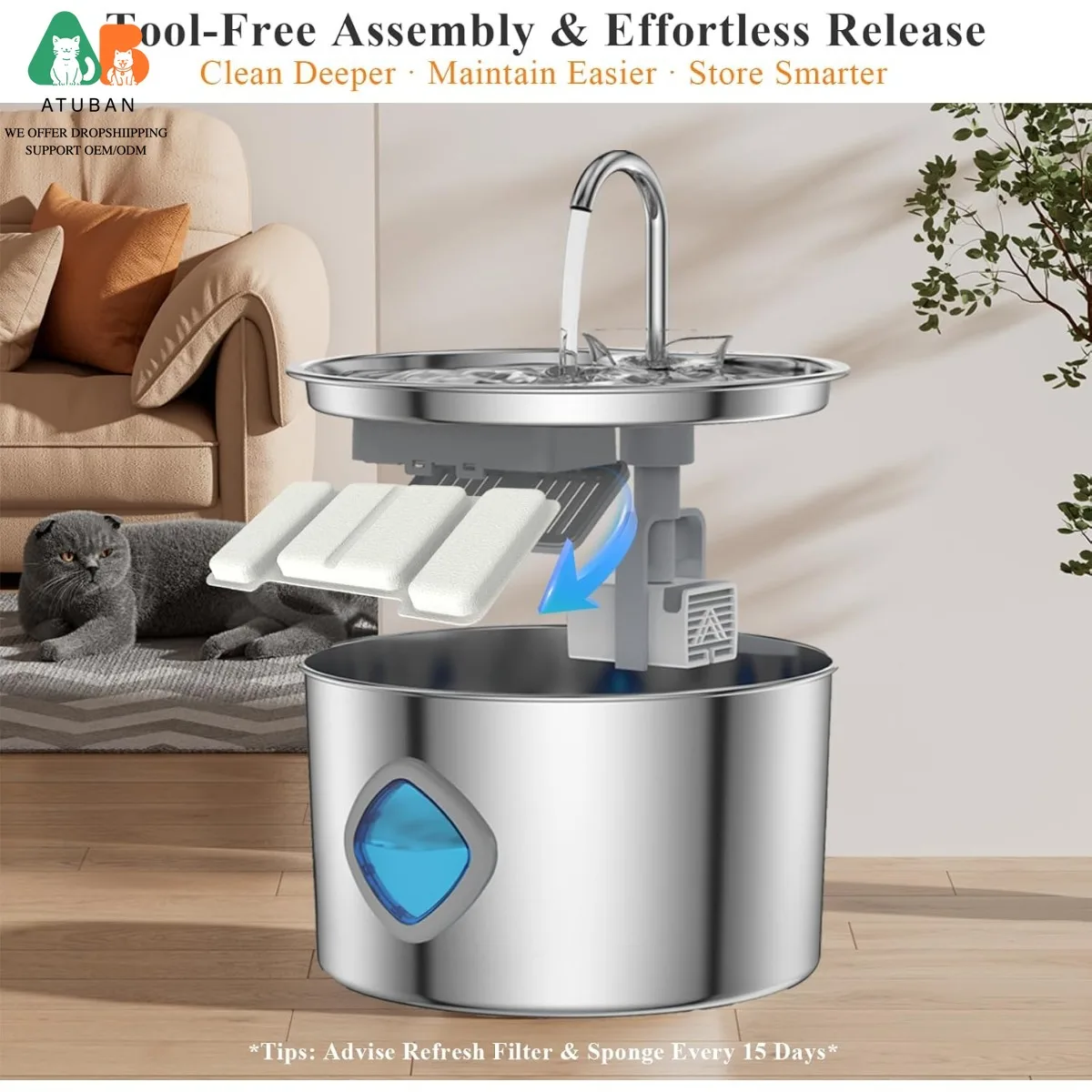 Juego de filtros esponjas recambio para fuentes agua gato y perro - imagen 2
