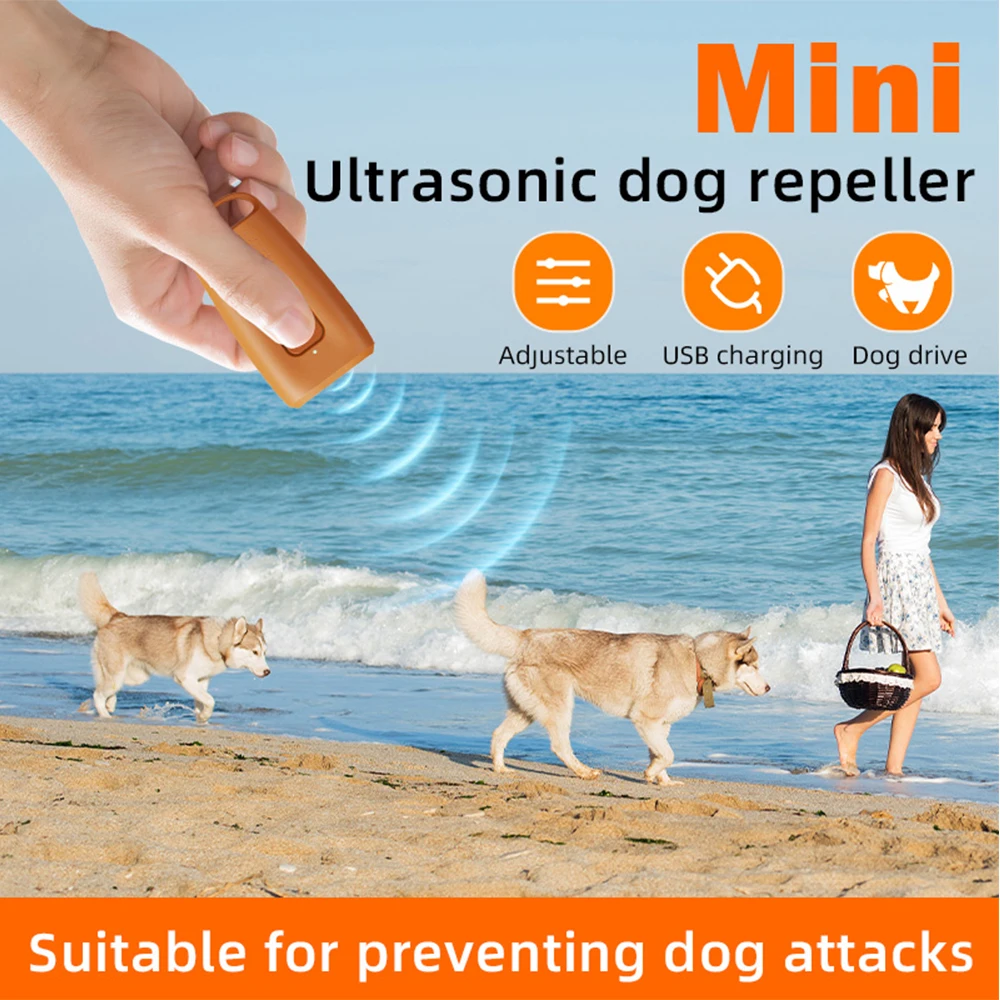 Mini repelente de perros ultrasónico portátil con linterna LED, dispositivo antiladridos recargable por USB, disuasorios ultrasónicos