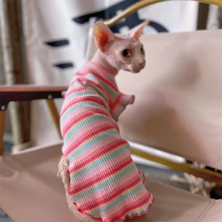 Chaleco arcoíris de algodón suave para gatos y perros Sphynx