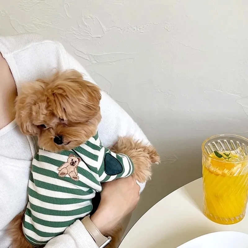 Camisa de verano para cachorros, chaleco para perros, sudaderas finas a rayas bonitas para perros, Chihuahua, Bichon, camiseta interior para perros, ropa para gatos, sudadera para mascotas - imagen 5