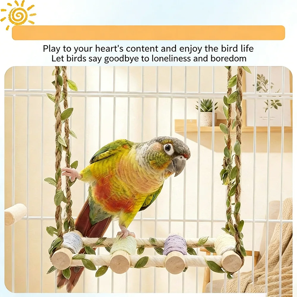 Percha para loros con columpio, hamaca y juguete mordedor - imagen 2