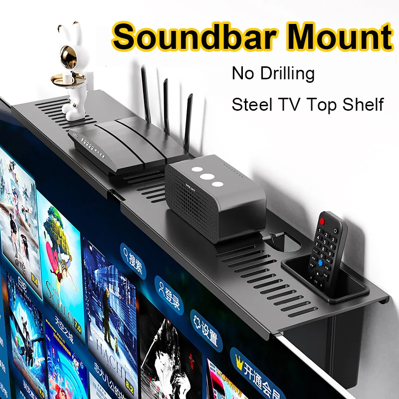 Soporte pared TV sin perforar – compatible barra sonido