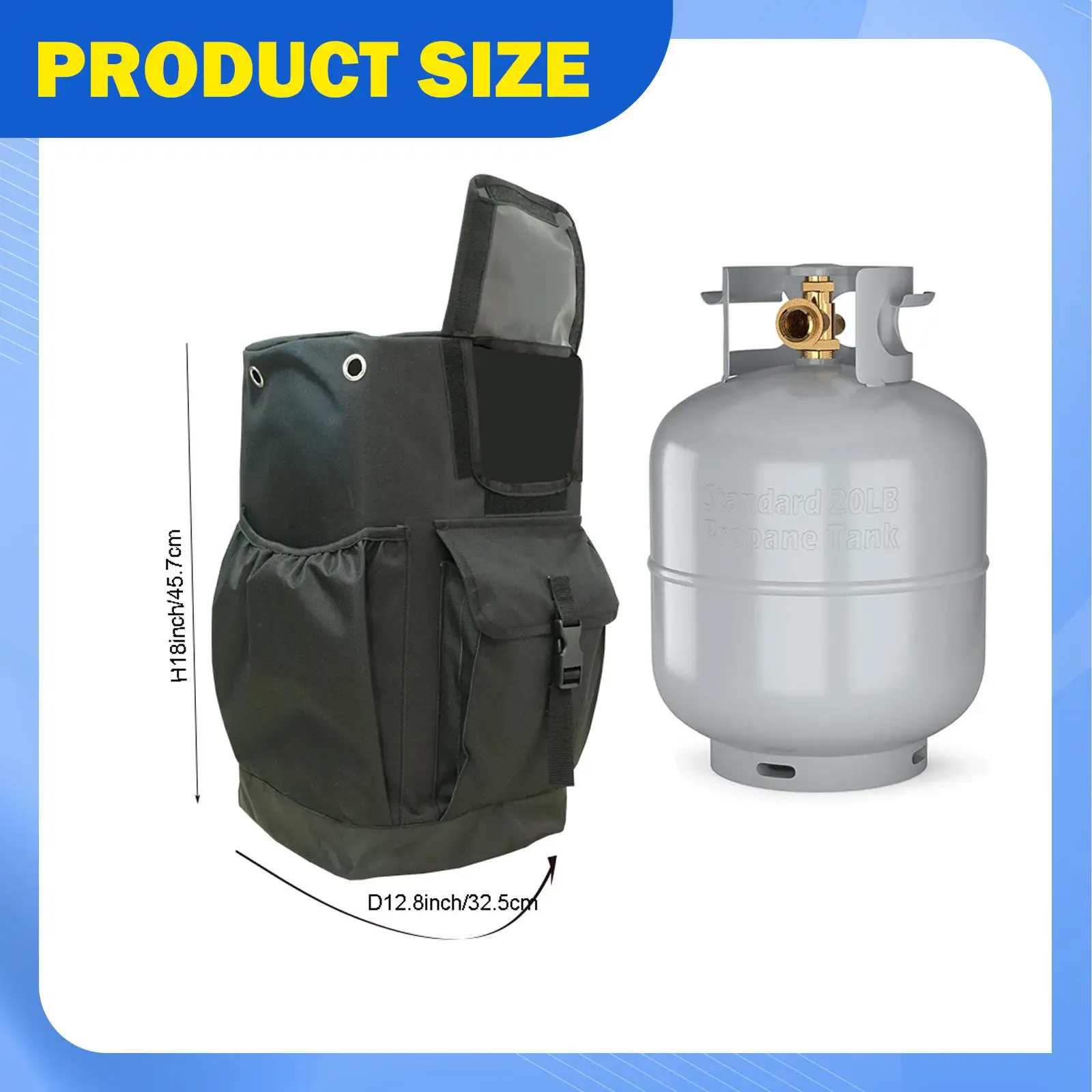 Gas Tank Bag, Water Resistant Cylinder Gas Bottle Cover and 2 Pockets, Gas Tank Cover for Camping Gardening