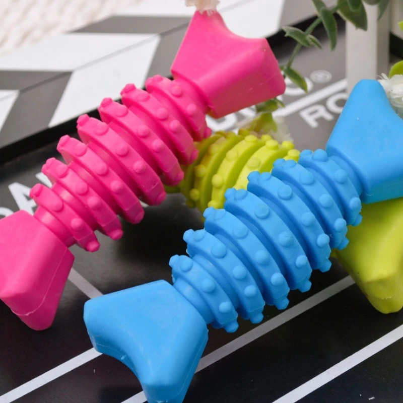 Juguetes para masticar para perros TPR para limpieza de dientes, palo Molar con forma de caramelo con cuerda de algodón para cachorros, perros medianos y grandes - imagen 2