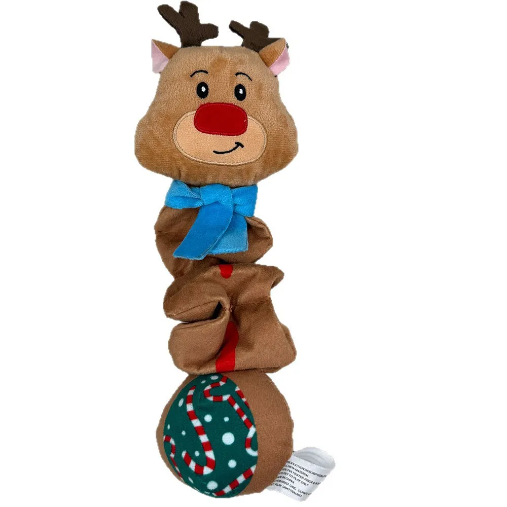 Juguete navideño de peluche para mascotas: forma de muñeco de nieve de reno de Papá Noel, juguete interactivo para perros resistente a masticar chirriante, - imagen 5