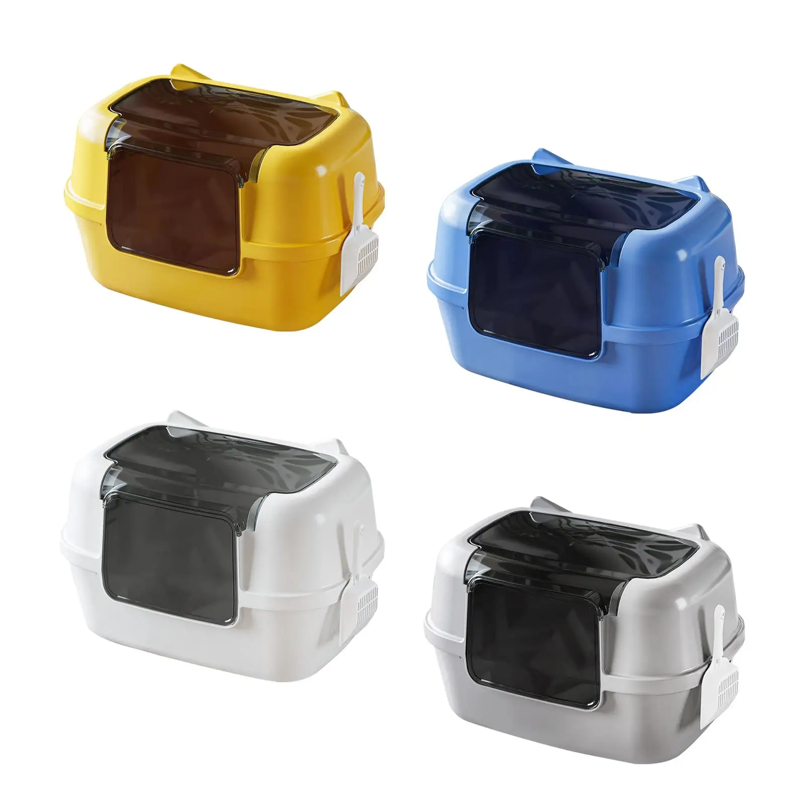 Fully Enclosed Cat Litter Box Hooded Cat Toilet Lightweight with Lid with Spade Potty Pan Litter Tray for Dorm Room Balcony