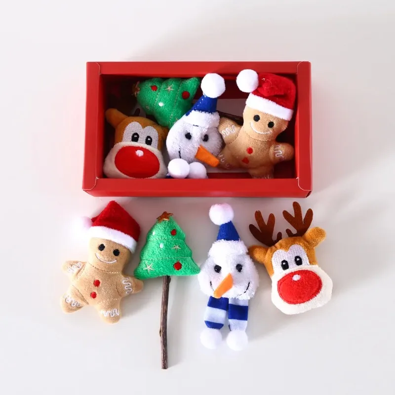 Regalo de Navidad para mascotas, juguete para gatos, caja de regalo de juguete de peluche, árbol de hombre mayor, muñeco de nieve, campana de hierba gatera integrada, accesorios para perros pequeños - imagen 5
