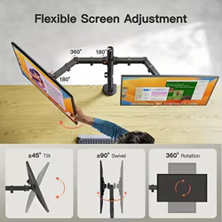 Soporte para dos monitores ergonómico con brazo resistente y ajuste