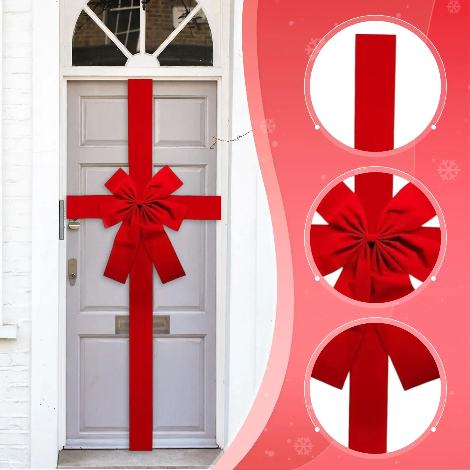 Door Hanging Bow Backdrop Versatile, Christmas Decoration, Christmas Cabinet Door Ribbon for Gift Wrapping Home