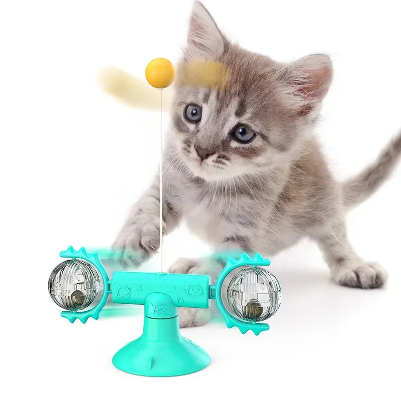 Juguete interactivo divertido para mascotas, bola giratoria para interiores, palo para gatos, alivia el estrés, juguetes para gatos con ventosa - imagen 5