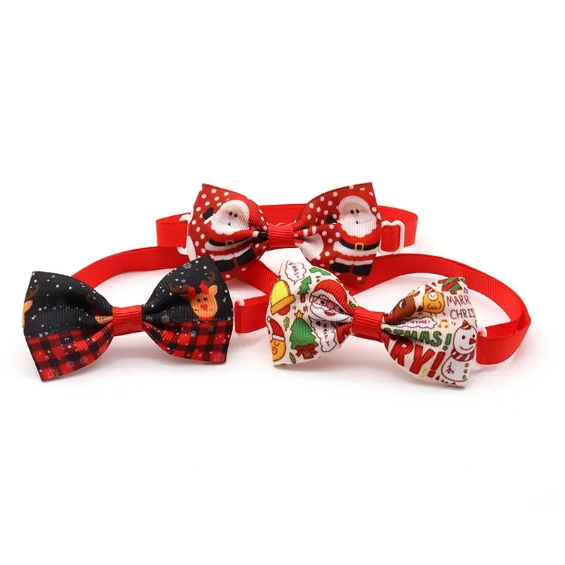 Pajarita navideña para perro y gato, Collar telescópico con patrón de copo de nieve, rojo, verde, accesorios cómodos y duraderos para mascotas, cachorro de 20-38cm - imagen 2