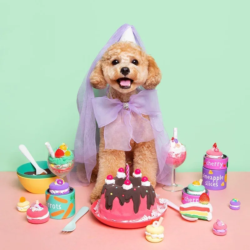 Joyería para perros, sombrero, babero de cumpleaños, bufanda con lazo, bufanda, accesorios de bolsillo Pomenian, sombrero, toalla para mascotas, lazo, fiesta, boda, Teddy, Saliva, triángulo - imagen 4