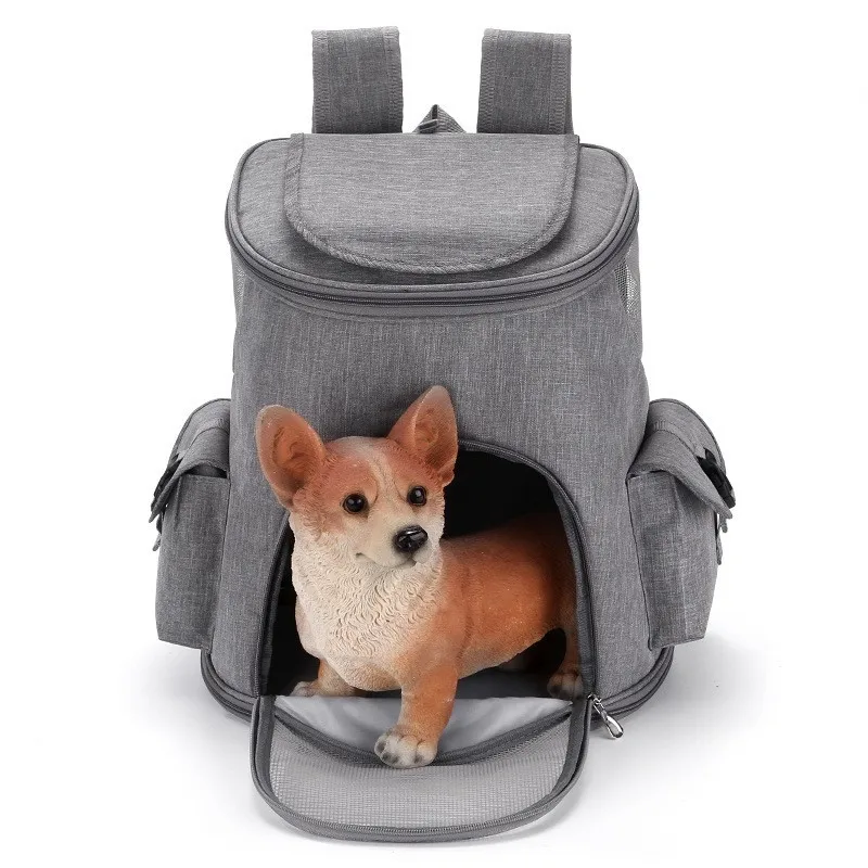 Mochila De viaje portátil para mascotas, bolsa de hombro doble plegable, transpirable, suministros de transporte para perros y gatos - imagen 2