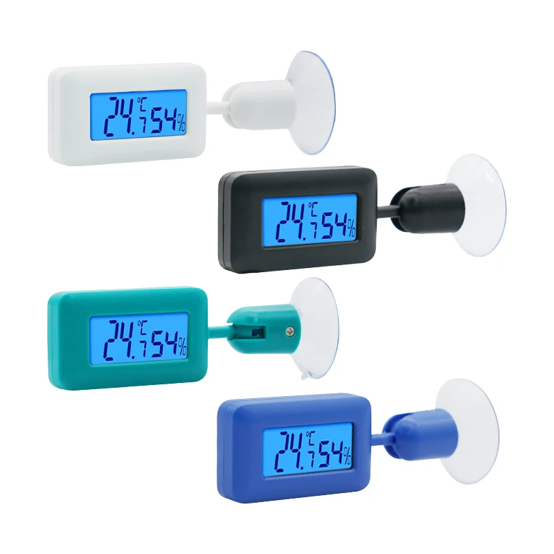 Termómetro Higrómetro Acuario 360 °   Caja de alimentación de lagartos para mascotas, temperatura Digital luminosa de succión de rotación, temperatura para reptiles - imagen 3