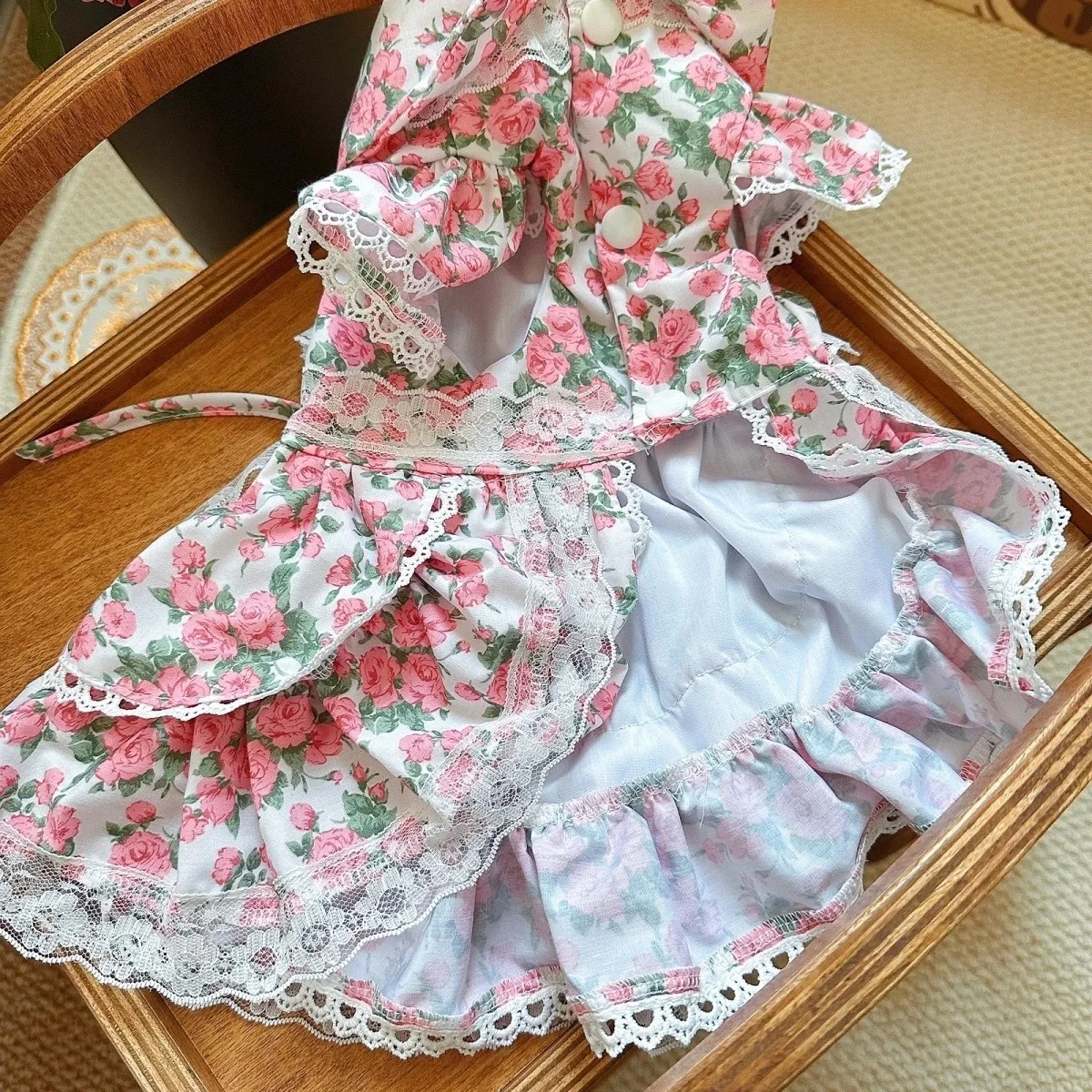 Vestido para perro pequeño, vestido de princesa con estampado Floral francés, moda Primavera Verano, traje para Bichon Frise, Chihuahua, Yorkie, ropa para cachorros - imagen 3