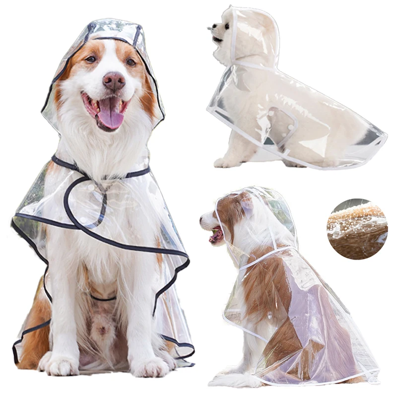 Chubasquero para mascotas, ropa impermeable transparente para perros pequeños, medianos y grandes, Poncho de lluvia para cachorros, suministros para mascotas, ropa impermeable para perros
