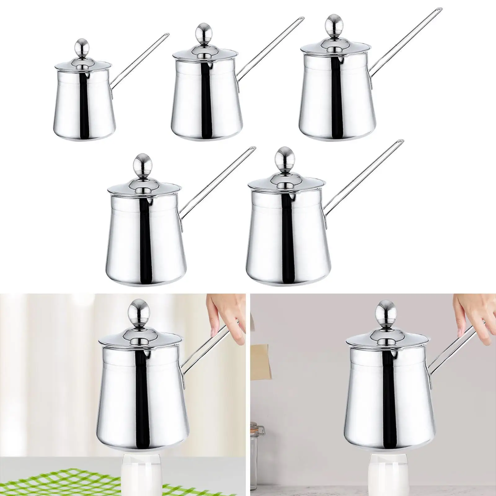 Turkish Coffee Pot with Lid and Handle Coffee Maker Milk Warmer Butter Warming Pan for Cafe Home Bar Kitchen Coffee Lovers Gift