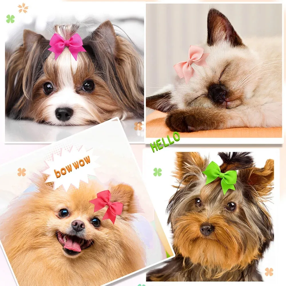 Dog Bows Hair Accessories Pets Grooming Hair Clips Colorful Dog Cat Bows Hairpin Girls Barrette for Small Dogs Supplies - imagen 3