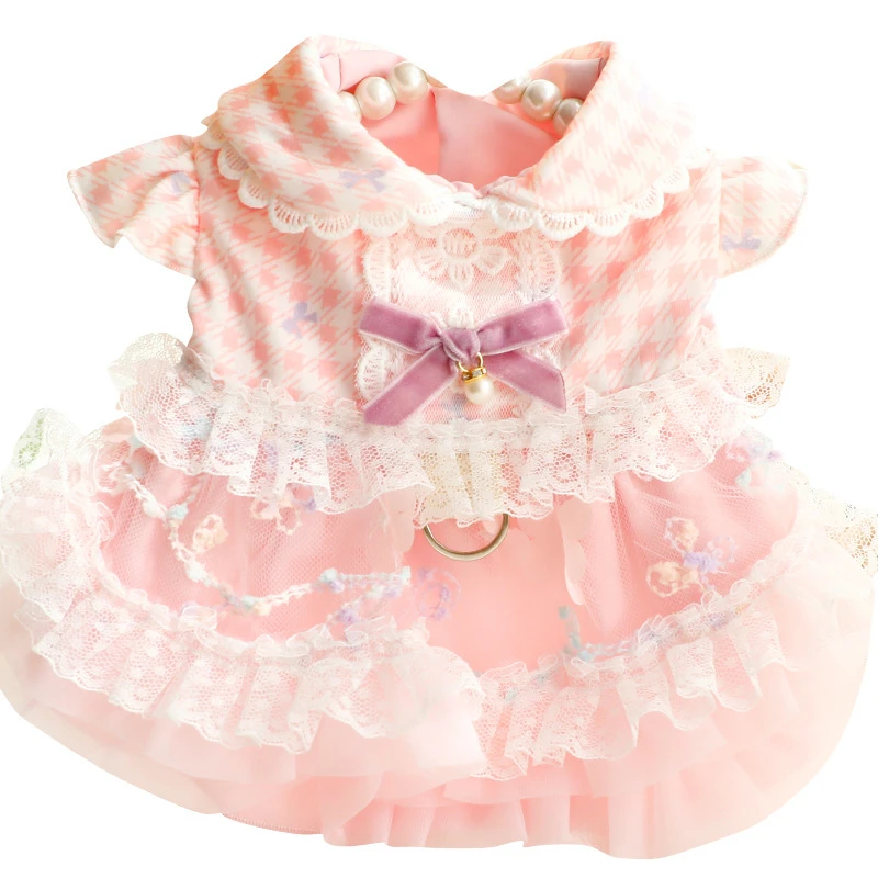 Falda fina para mascotas de primavera y verano: vestido de princesa con diseño floral y anillo en D, estilo Lolita para gatos y perros pequeños - imagen 5