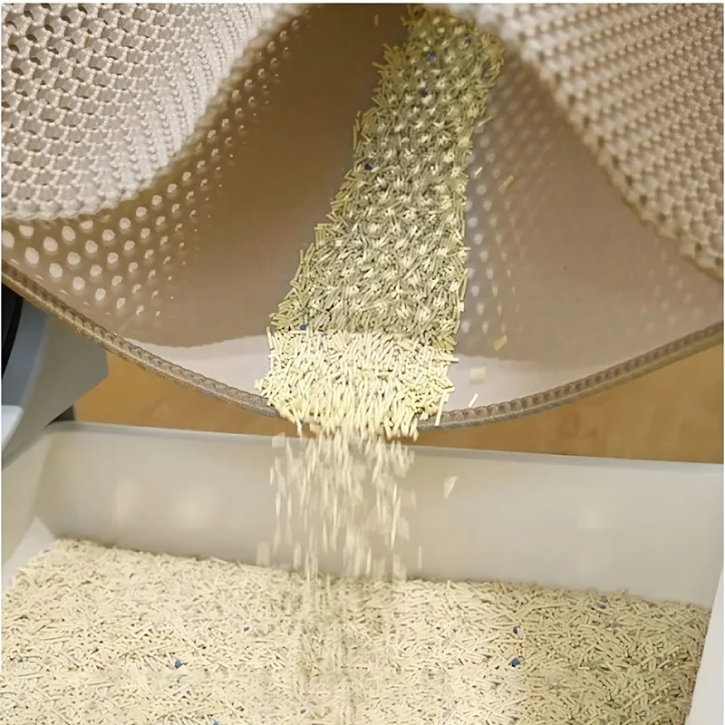 Estera de arena para gatos, estera de captura a prueba de orina impermeable de doble capa, fácil de limpiar, almohadilla antideslizante para inodoro, almohadilla para rascar gatos, almohadilla para pies grande - imagen 5