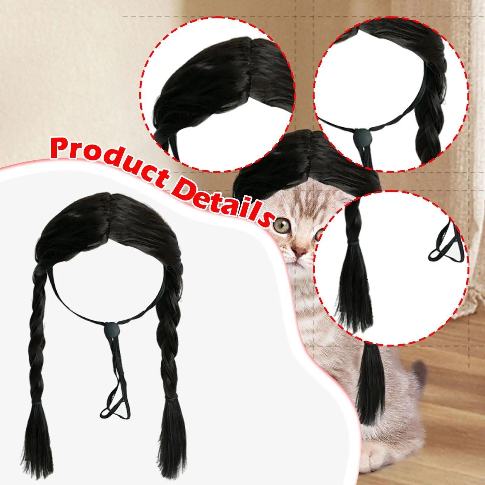 Cosplay Wig for Dogs Role Playing Accessories Easy to Wear Costumes Hairpiece Halloween Party Wig Dressing up for Halloween