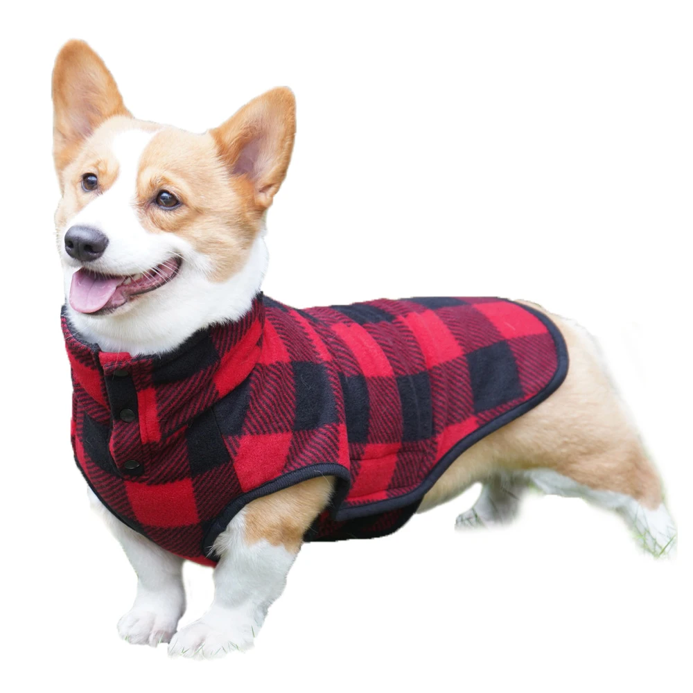 Chaqueta de lana a cuadros para perros pequeños, medianos y grandes, ropa cálida de invierno para perros, abrigo suave y cálido para cachorros, Corgi Flexible para el vientre