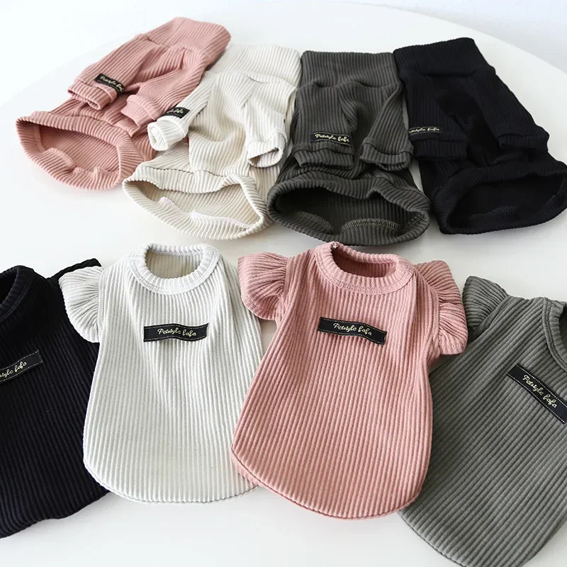 Otoño e Invierno nuevo estilo solapa manga mosca camisa Base cuello alto ropa para gatos camisa Base para mascotas ropa perro Sudadera con capucha ropa para cachorros - imagen 2