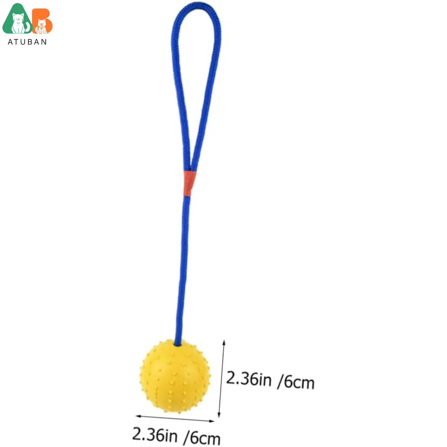 ATUBAN Pelota de entrenamiento de juguete para perros con cuerda, juguete de recompensa y remolcador de caucho natural pesado con mango de nailon, buscar perros de trabajo deportivos - imagen 2