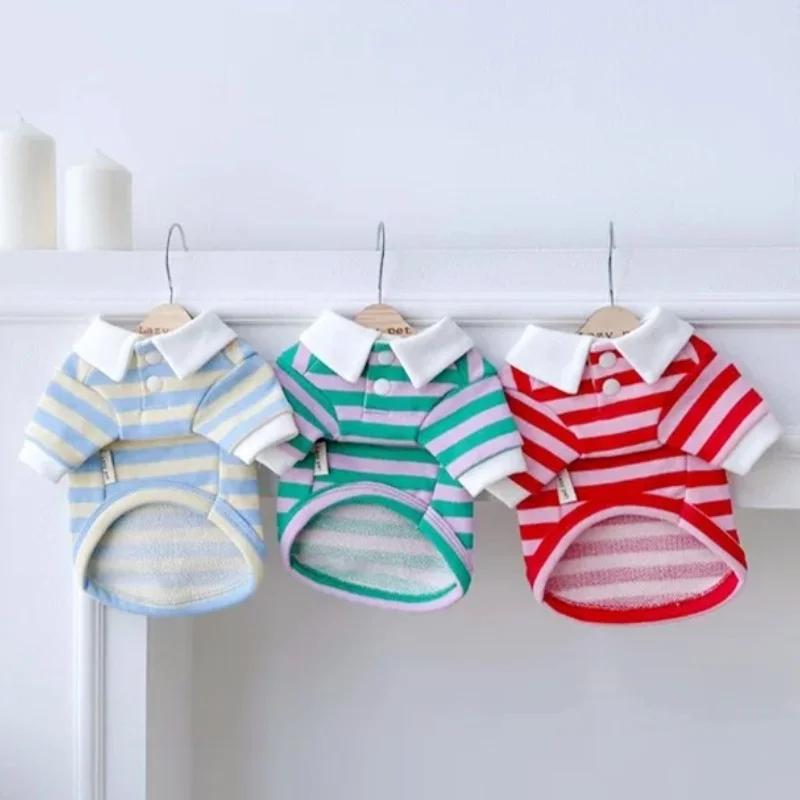 Camisa de primavera para perros, sudadera a rayas a la moda para perros, ropa para cachorros, Polo suave y bonito para gatos, jerséis para mascotas, ropa informal para perros