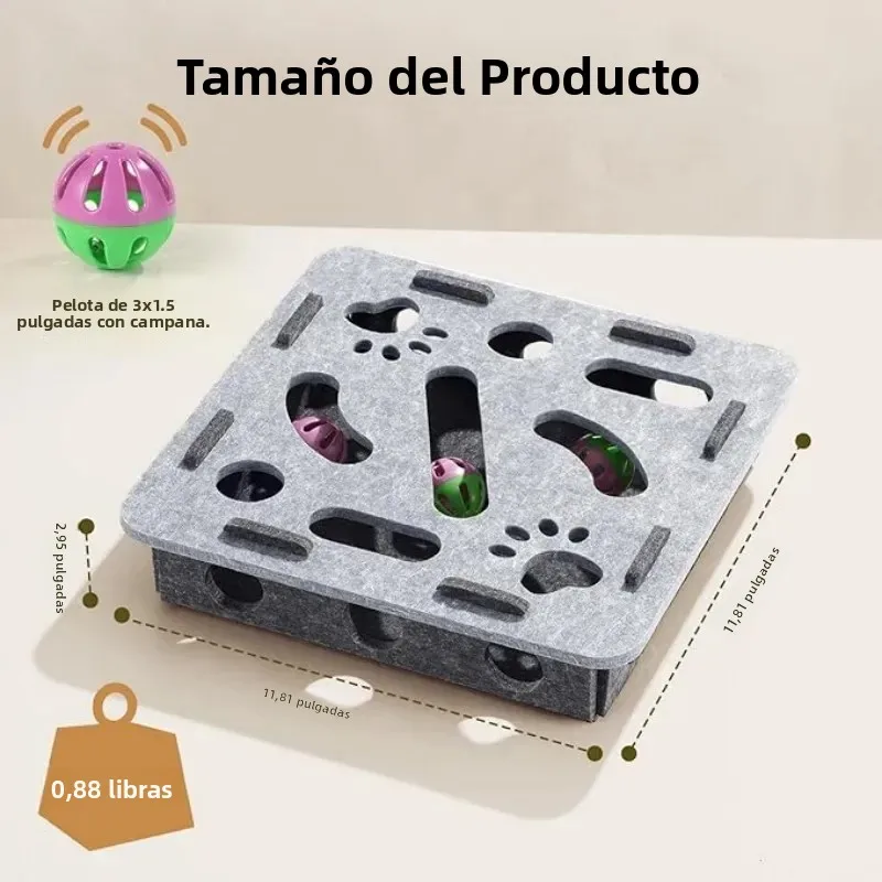 Caja de ejercicios de fieltro de juguete rompecabezas para gatos de interior con pelota-simulación de entretenimiento y caza para deportes y entretenimiento de gatos - imagen 2