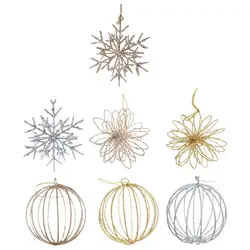 Colgante creativo de copo de nieve de Navidad, adorno de Metal tridimensional para decoración de árbol de Navidad