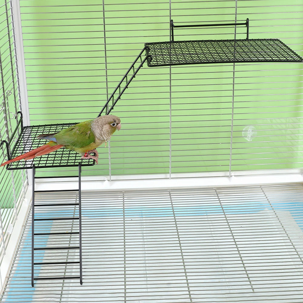 Estación de malla de acero inoxidable para loros, plataforma de juguete, plataforma de descanso, juguete de escalera para mascotas, pájaros, loros, hámsteres, suministros de decoración, 1 ud. - imagen 2