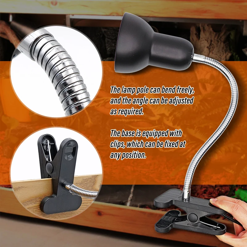 Soporte de lámpara de calefacción E27 para Reptiles de mascotas, bombilla de tanque, lámpara de calefacción de cerámica para tortuga, lagarto, terrario, serpiente