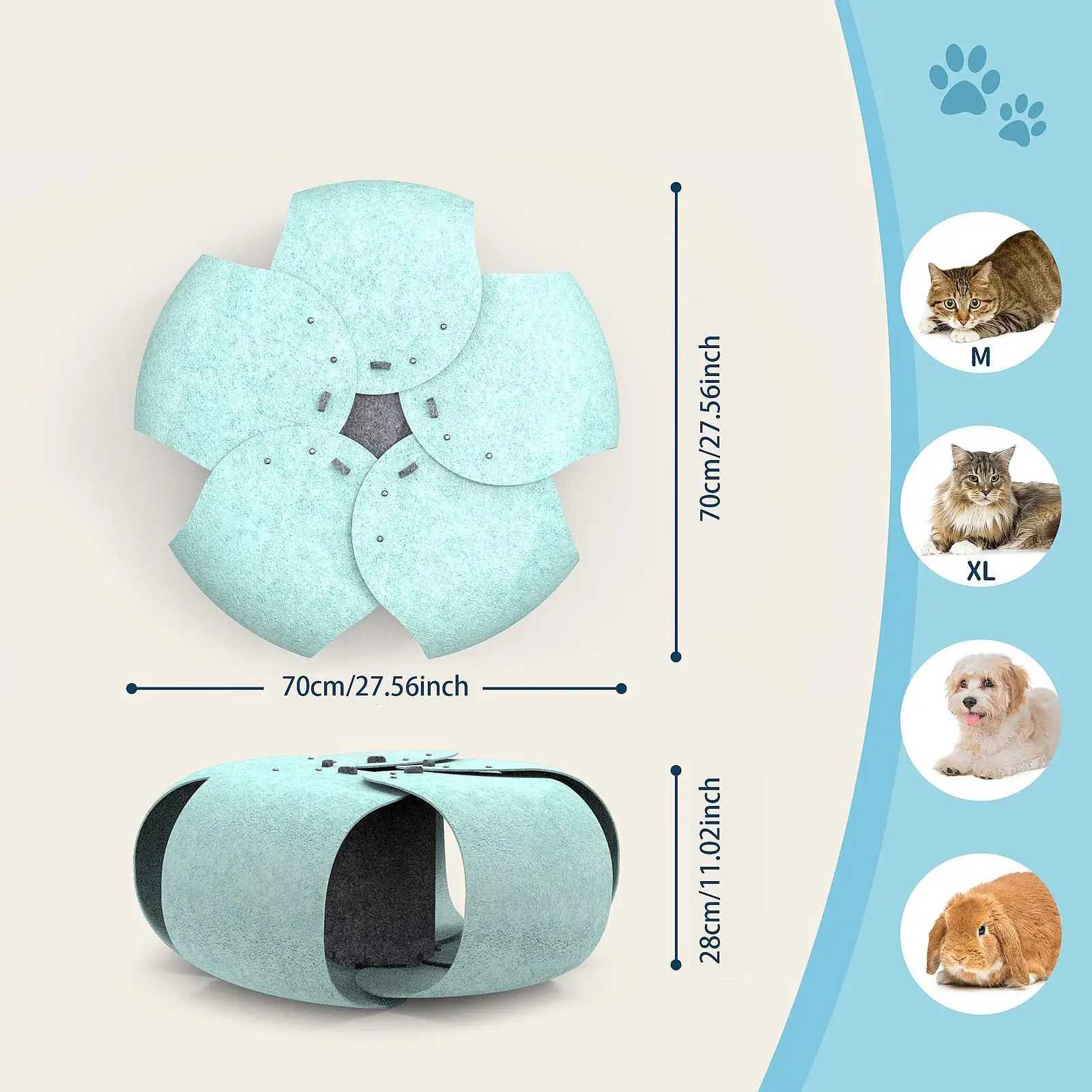 Semi Enclosed Cat Tunnel Donut Tunnel Multifunctional Easy Assembly Interactive Toy Cat Tent for Kitten Cats Puppy Playing